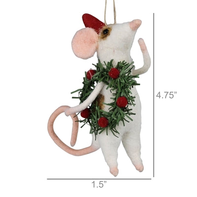 Mouse with Wreath Ornament Set of 3