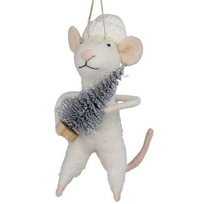 Mouse with Tree Ornament Set of 3