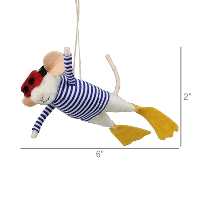 Snorkeling Mouse Ornament Set of 3