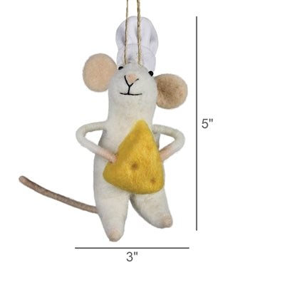 Mouse with Cheese Ornament Set of 3