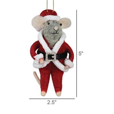 Santa Mouse Ornament Set of 3