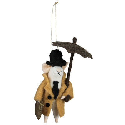 Mouse with Umbrella Ornament Set of 3