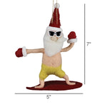 Surfing Santa Ornament Set of 3