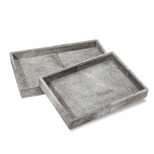 Interlude Home Nadine Rectangular Hide Tray Set of 2