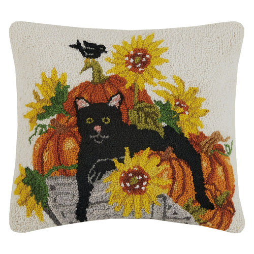 Cats & Sunflowers Hook Throw Pillow