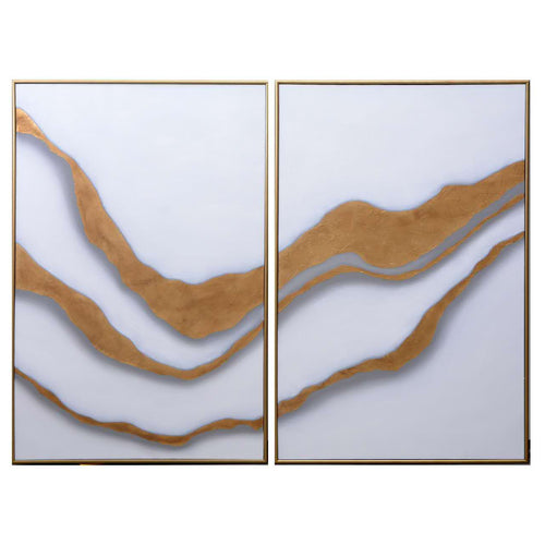 Sunpan Gold Abyss Framed Canvas Art Set Of 2