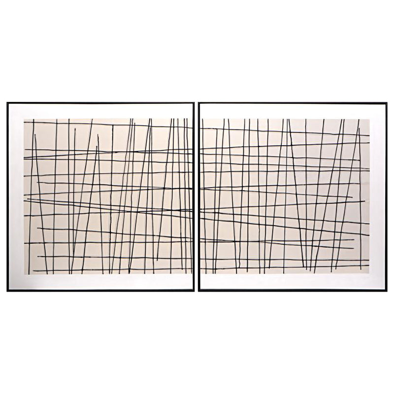 Sunpan Crosshatch Framed Canvas Art Set Of 2