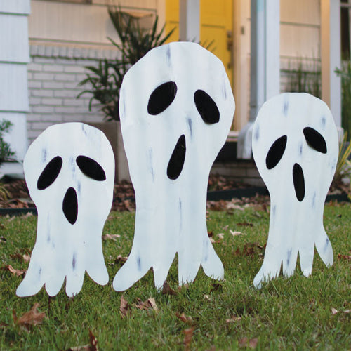 Ghosts Corrugated Yard Art Set of 3