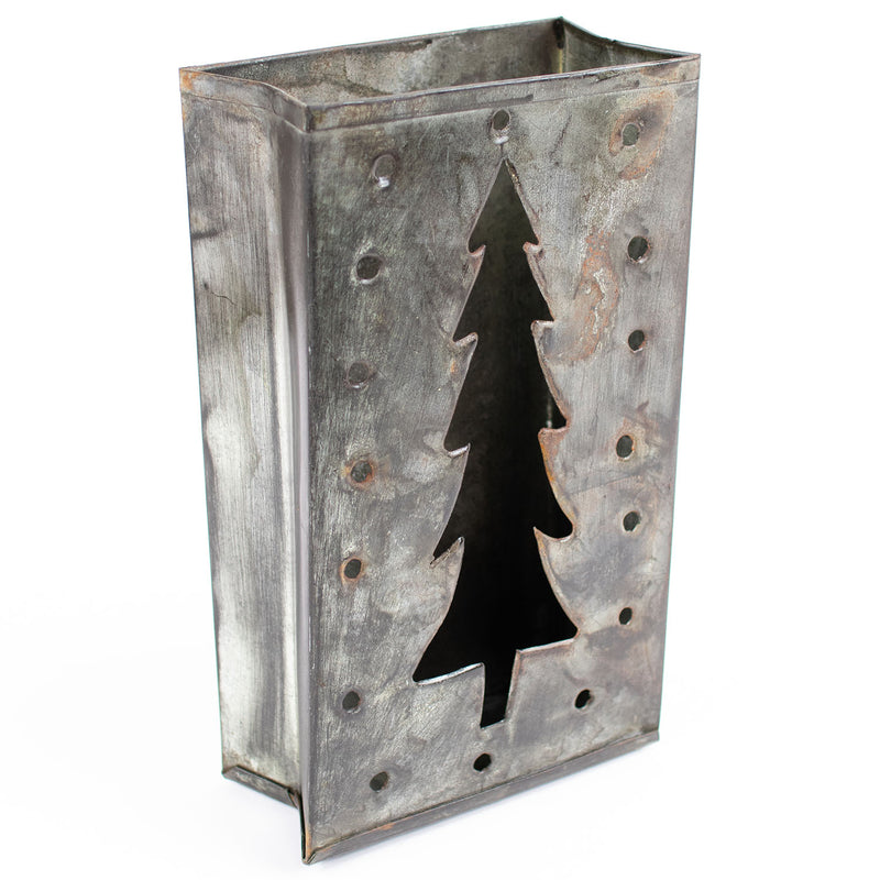 Tin Bag Christmas Tree Luminary Set of 6