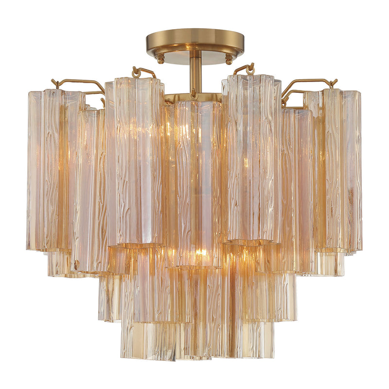 Crystorama Addis 4-Light Semi Flush Ceiling Mount Aged Brass