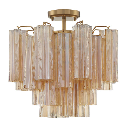 Crystorama Addis 4-Light Semi Flush Ceiling Mount Aged Brass