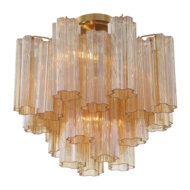 Crystorama Addis 4-Light Semi Flush Ceiling Mount Aged Brass