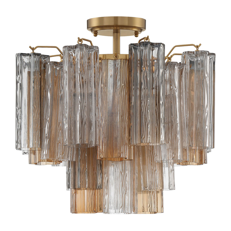 Crystorama Addis 4-Light Semi Flush Ceiling Mount Aged Brass