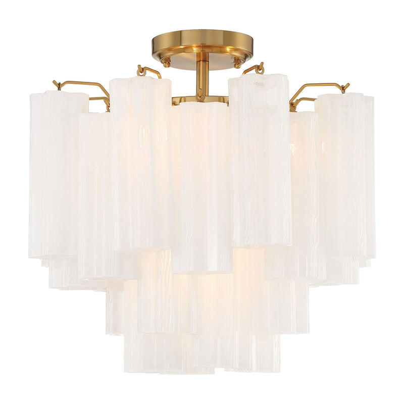 Crystorama Addis 4-Light Semi Flush Ceiling Mount Aged Brass