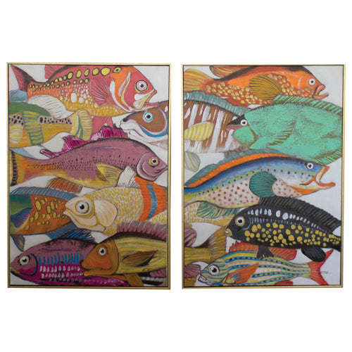 Colorful Fish Wall Art Set of 2