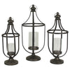 Metal & Glass Candle Lantern Set of 3