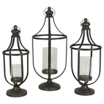 Metal & Glass Candle Lantern Set of 3