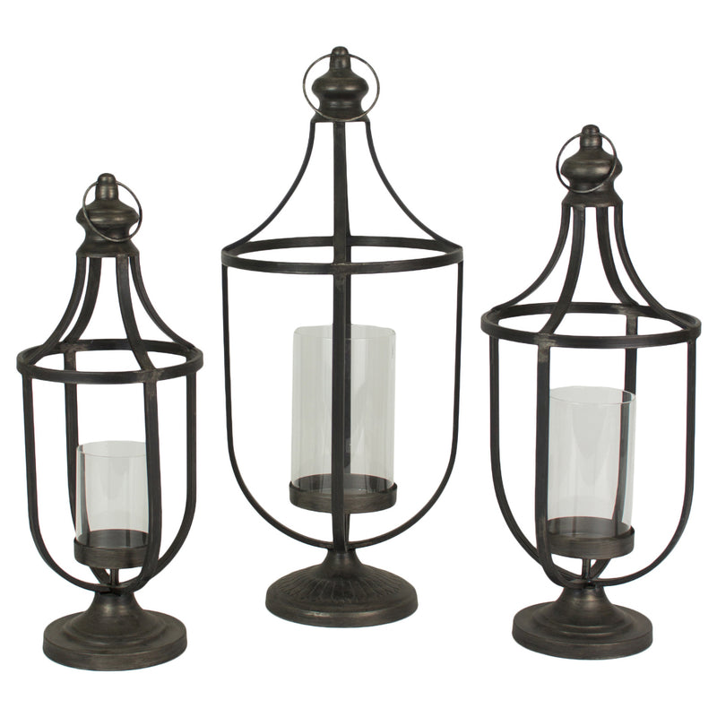 Metal & Glass Candle Lantern Set of 3