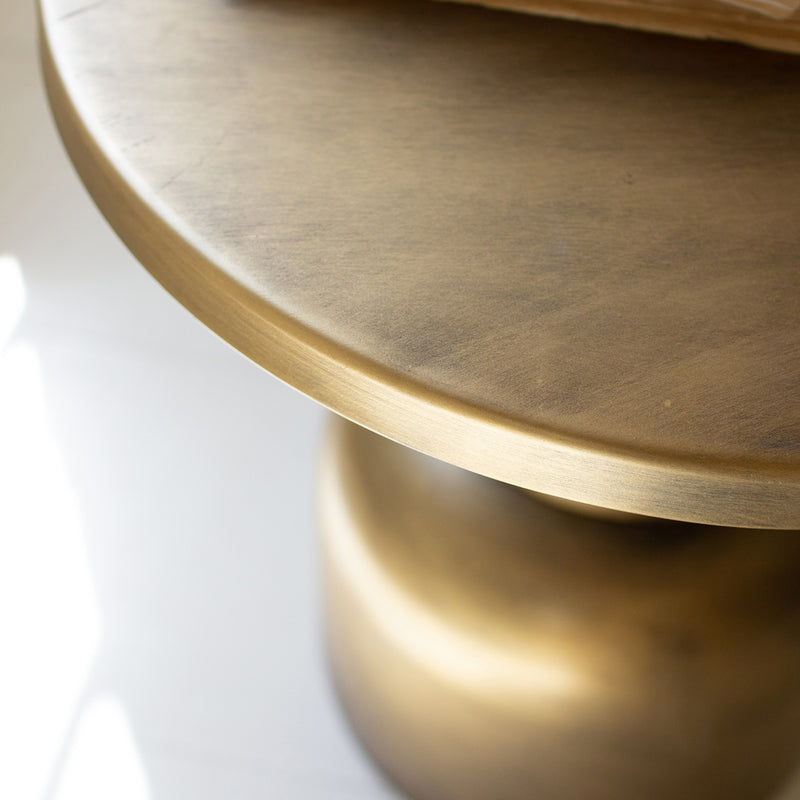 Antique Brass Round Accent Table