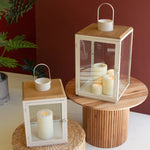 Metal and Wood Lantern Set of 2