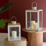 Metal and Wood Lantern Set of 2