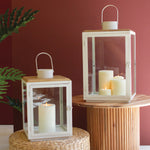 Metal and Wood Lantern Set of 2