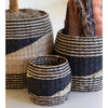 Black & Natural Seagrass Basket Set of 3