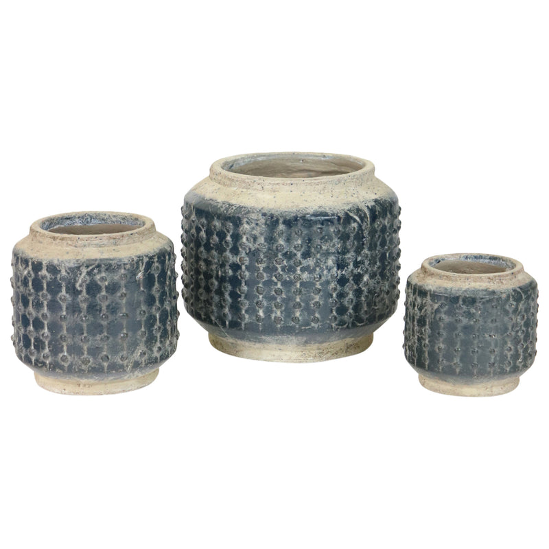 Dark Blue Knobby Pot Set of 3