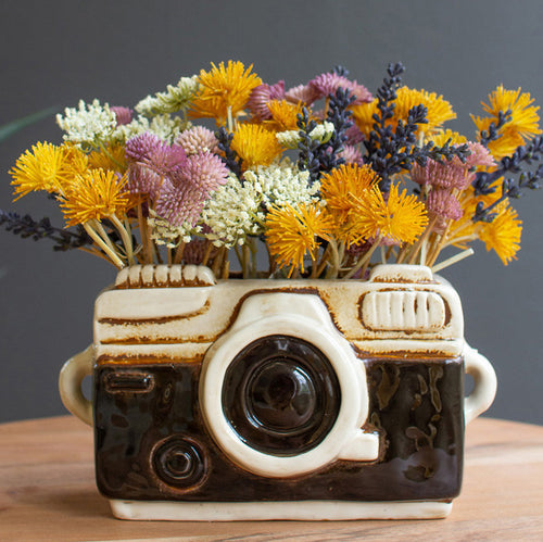 Camera Ceramic Planter