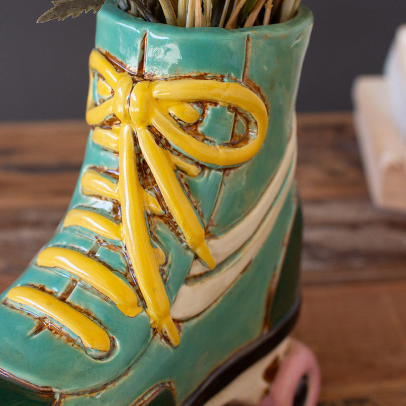 Roller Skate Ceramic Planter