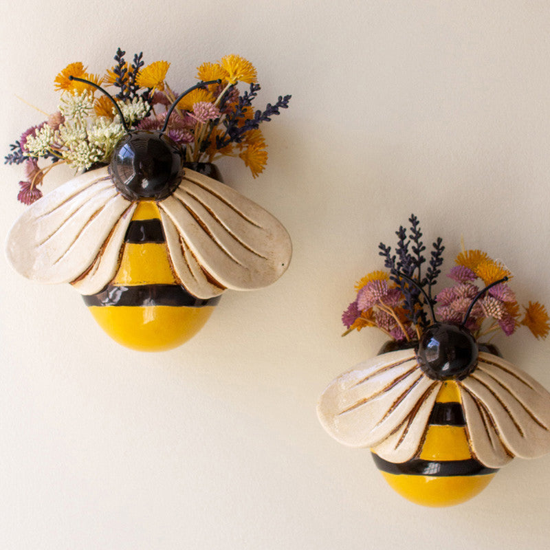 Bees Ceramic Wall Planter Set of 2