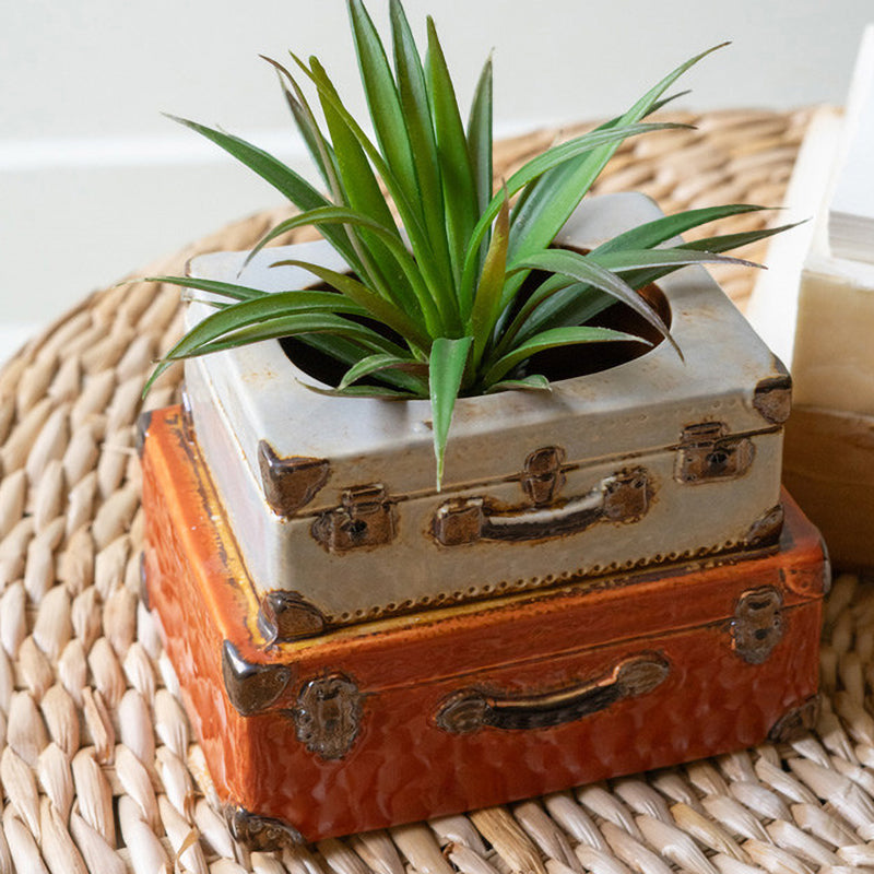 Suitcase Ceramic Planter Set of 2