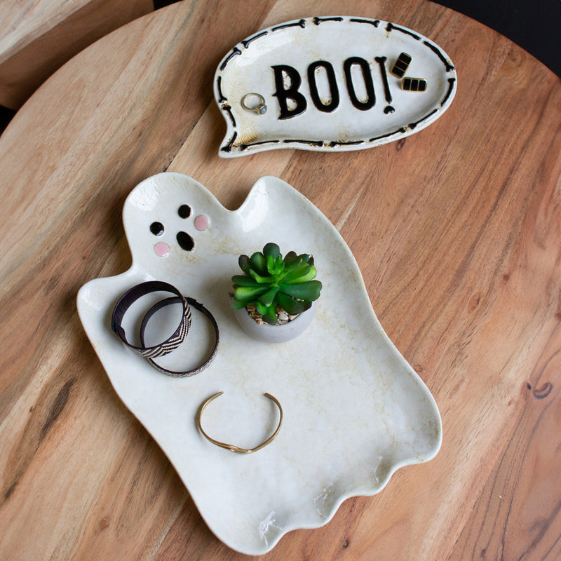 Boo and Ghost Serving Platter Set of 2