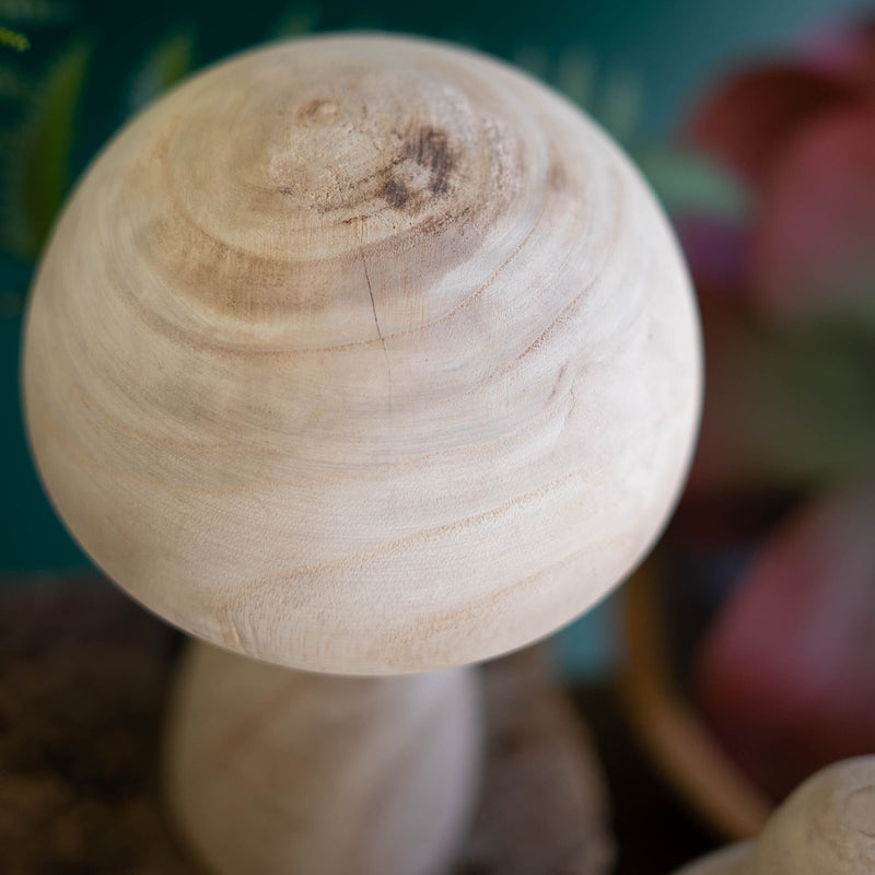 Wooden Mushroom Figurine Set of 3