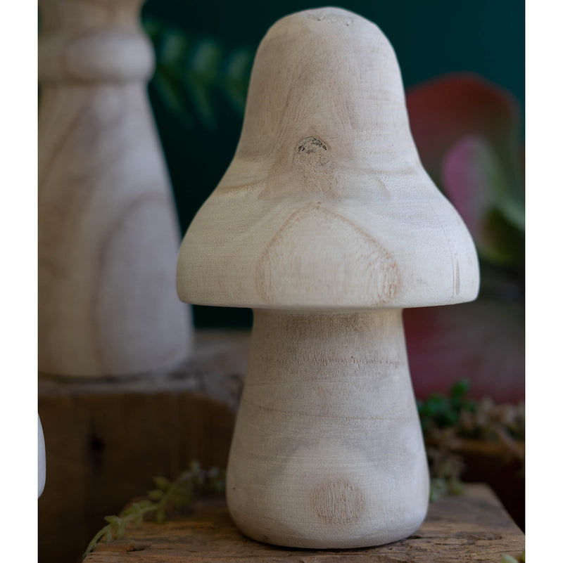 Wooden Mushroom Figurine Set of 3