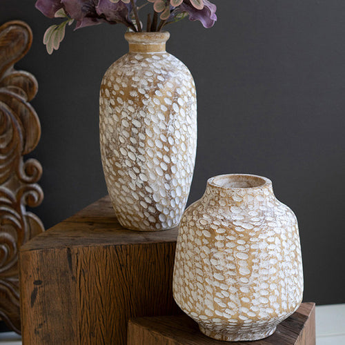 White Washed Wood Vase