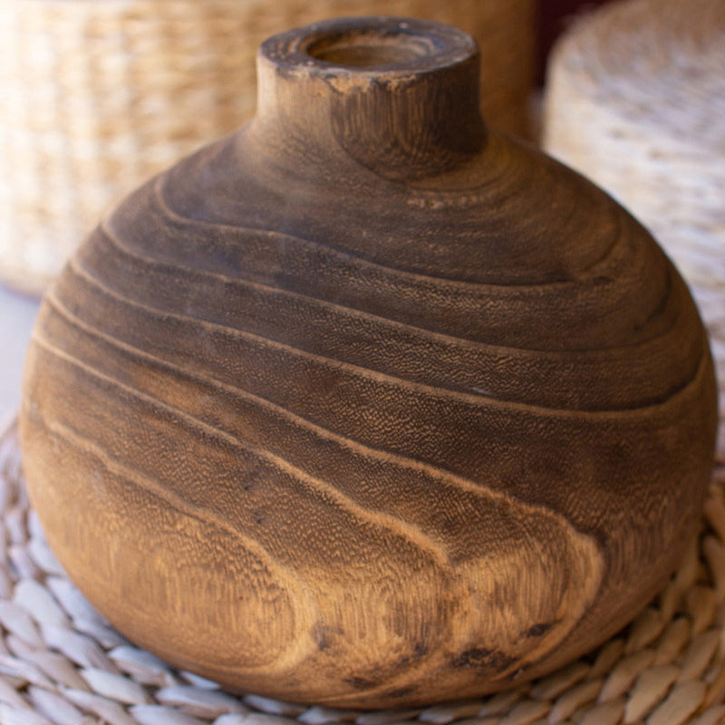 Walnut Wooden Vase Set of 3