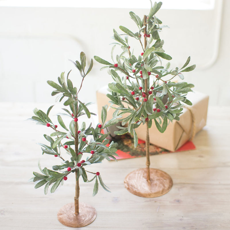 Mistletoe Tree Faux Plant Set of 2