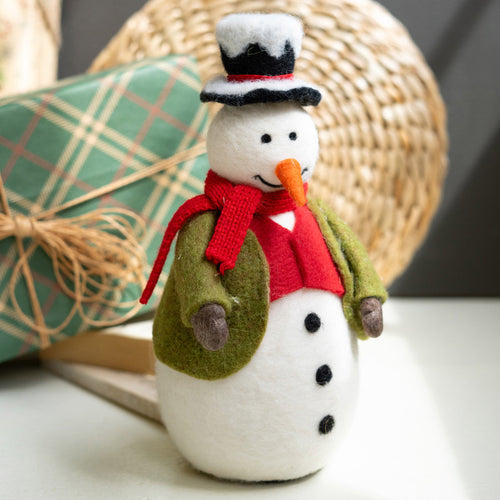 Snowman Lighted Felt Sculpture