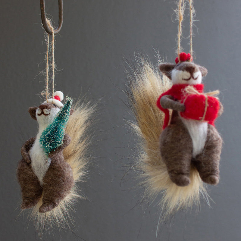 Christmas Squirrel Felt Ornament