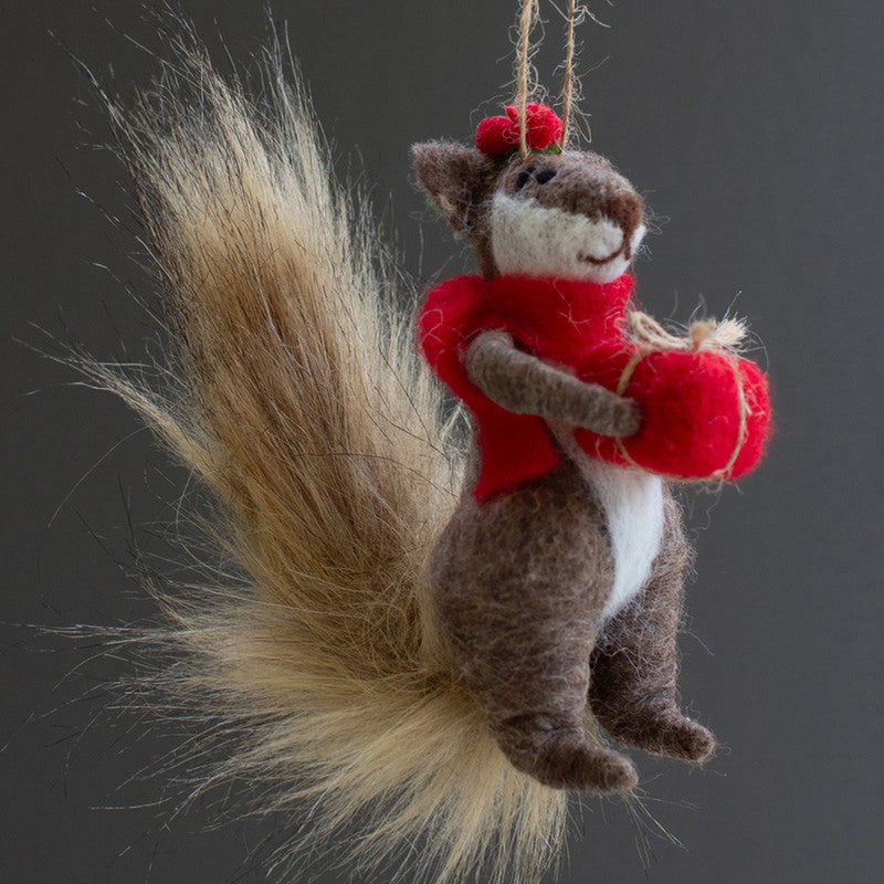 Christmas Squirrel Felt Ornament