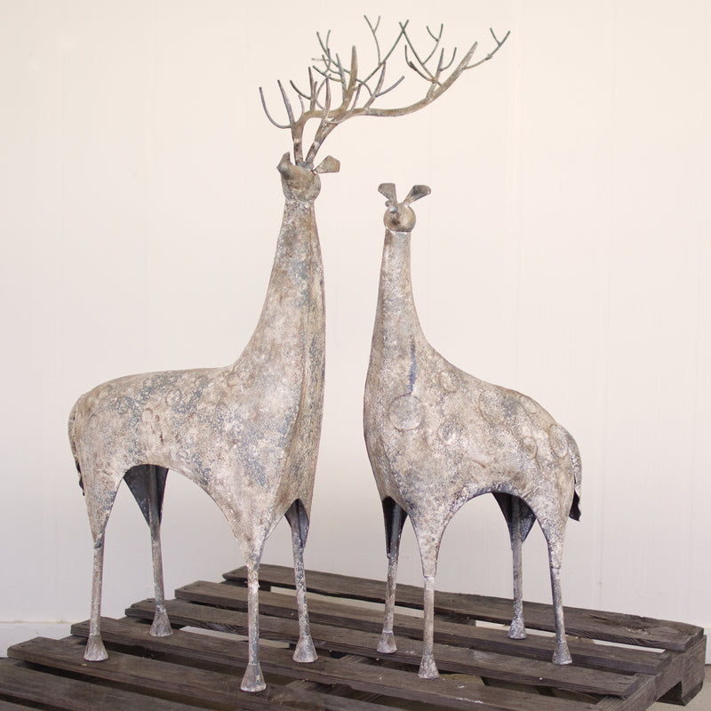 Metal Deer Statue Set of 2