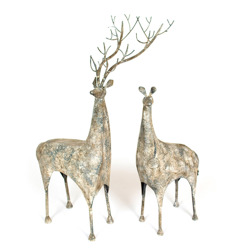 Metal Deer Statue Set of 2