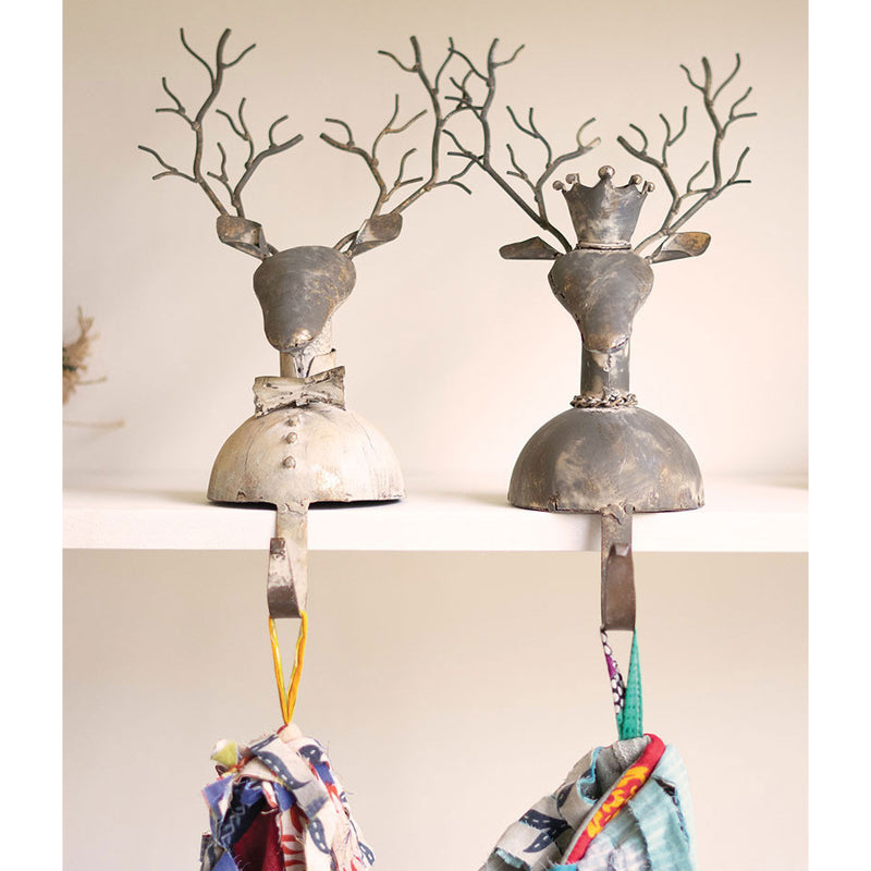 Metal Deer Stocking Holder Set of 2