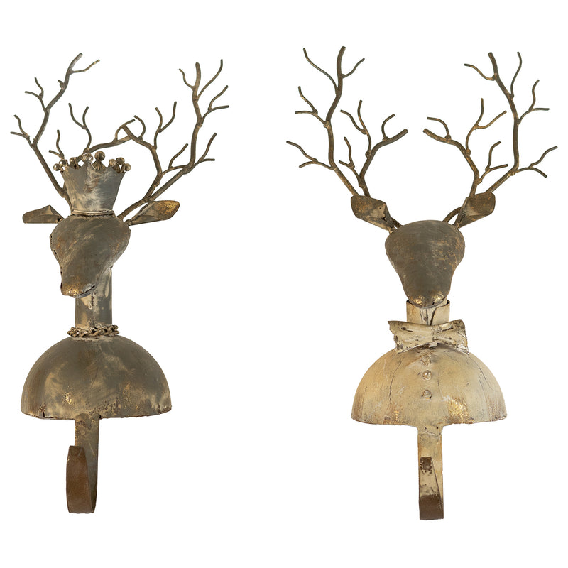 Metal Deer Stocking Holder Set of 2