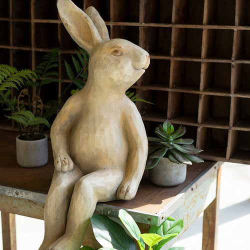 Faux Concrete Rabbit Sculpture