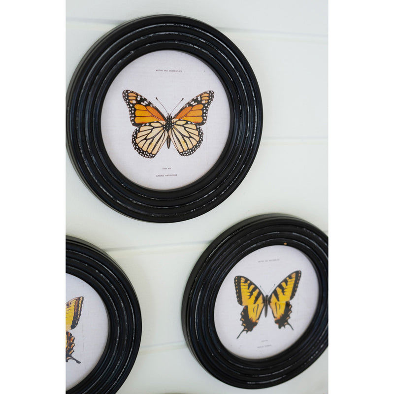 Round Butterfly Wall Art Set of 4