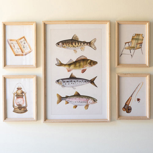 Fish and Camp Framed Artwork Set of 5