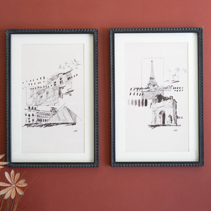 Paris Sketch Book Framed Artwork Set of 2