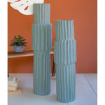 Ribbed Green Ceramic Vase